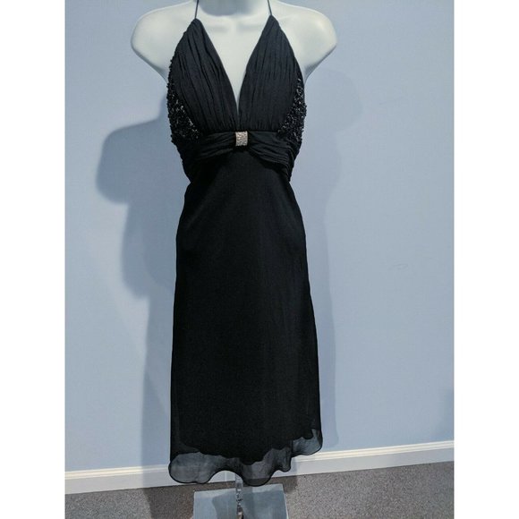 Rue de la Paix Vintage Black Beaded Chiffon 7/8 - Picture 4 of 5